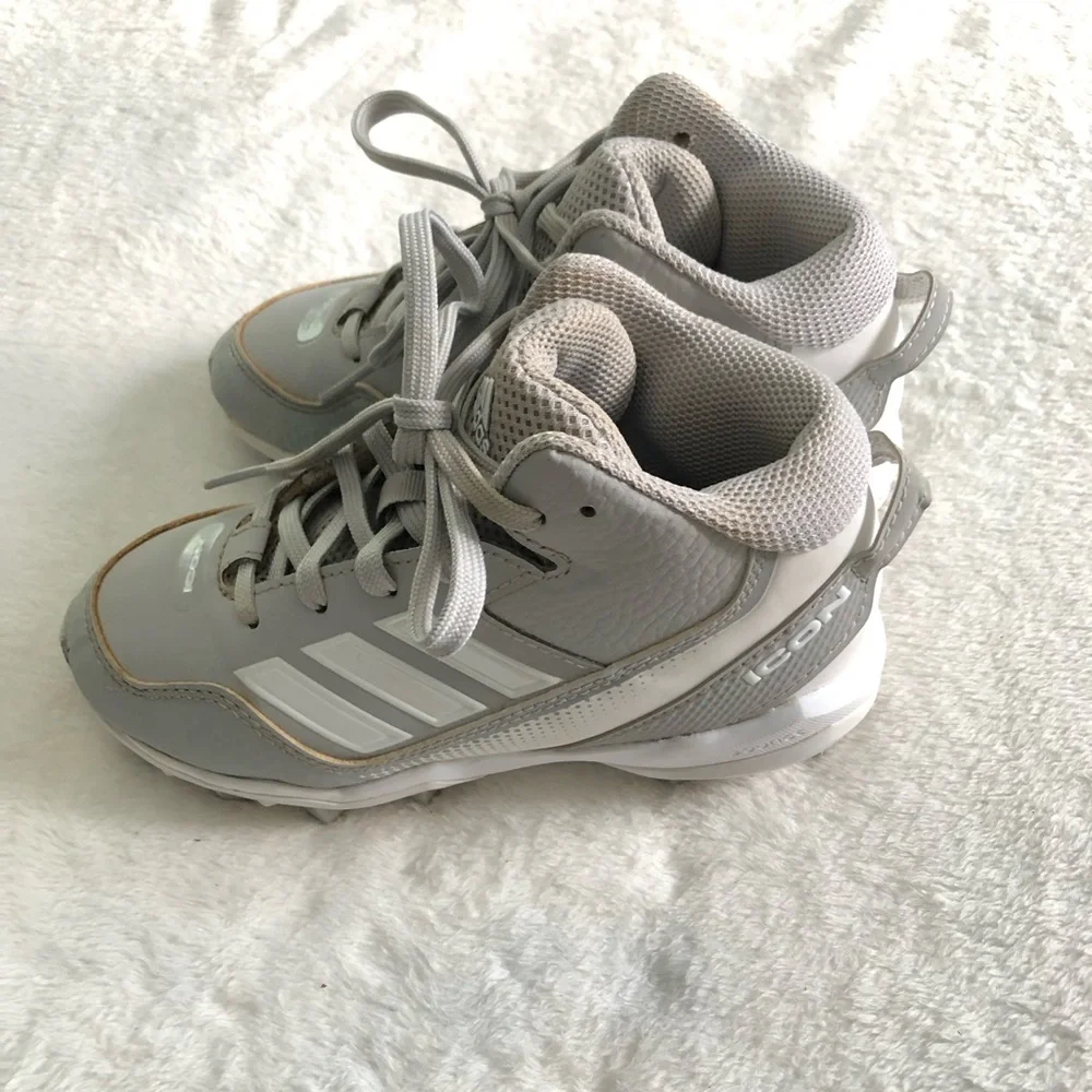 adidas Kids Gray and White Athletic Cleats